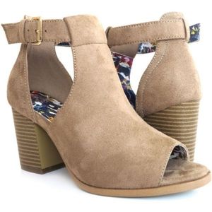 Chrstian Lacroix Patrizia Mid Block Heel Open Toe Ankle Strap Sandal, Taupe